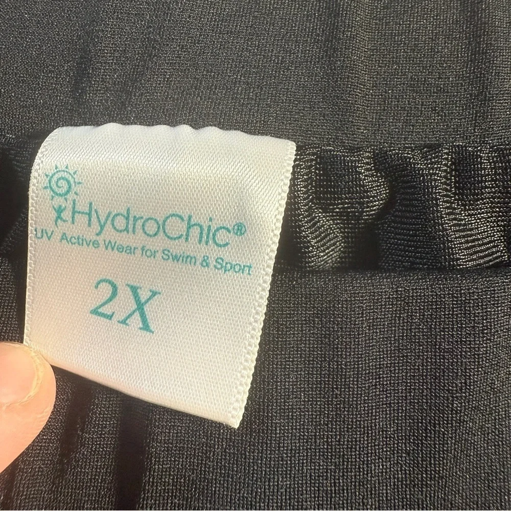 HydroChic Ruched Runner Swim Skirt 2X Black Skirted Leggings Modest UPF Beach - Picture 12 of 14